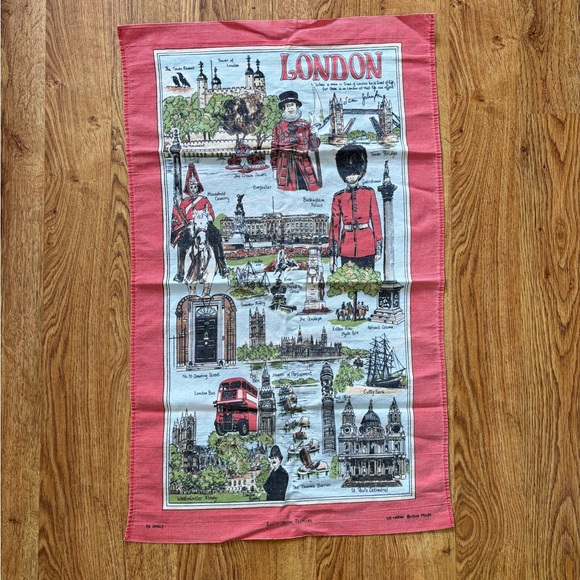 Vintage British cotton tea towel London - Picture 2 of 6